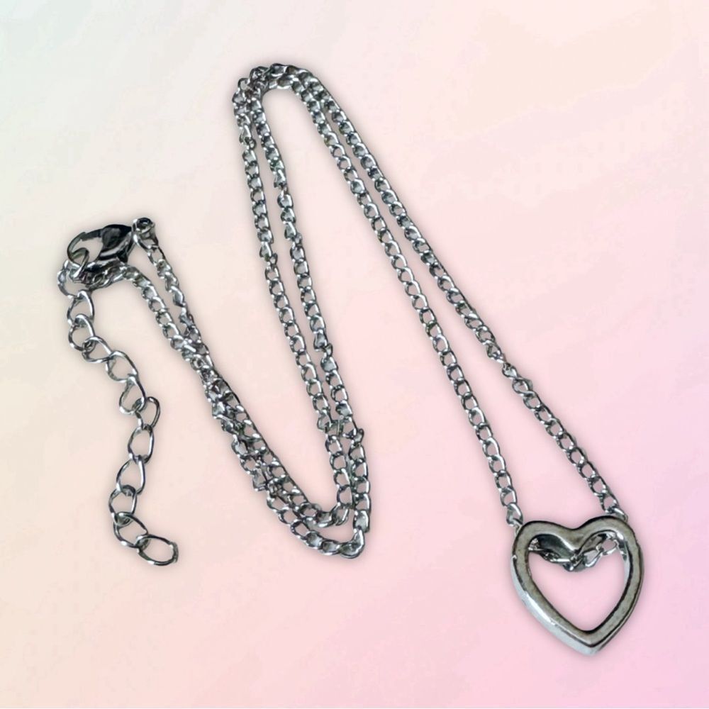 Hollow Heart, Trendy Silver Plated Minimalist Necklace, NEW